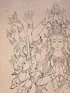 线稿，千手观音