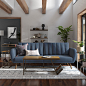 Amazon.com: Novogratz Brittany Sofa Futon, Premium Linen Upholstery and Wooden Legs, Blue Linen