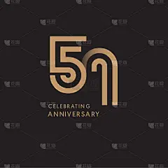57周年庆典标志用现代数字金色庆祝