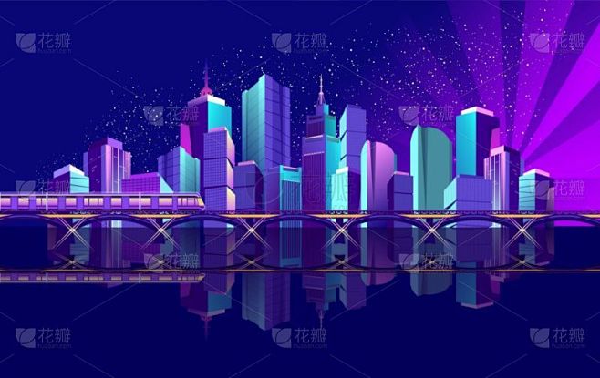城市,夜晚,海洋,数字化显示,深的,暗色...