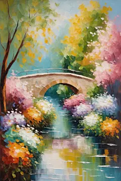 公园风风景油画图片插画