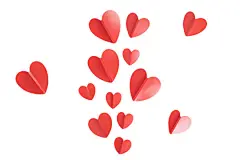 点击来源直接获取大图文件 |情人节背景，白色背景上有红色和粉色的心形气球，平铺，裁剪路径。PNG 格式 