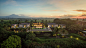 Aerial view of Alila Villas Soori 10 bedroom by SCDA Singapore in Bali, Tabanan at sunrise, taken by mario wibowo, architecture interior aerial specialist photographer based in jakarta using drone dji phantom 3 pro.