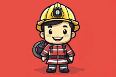 可爱卡通消防救援人物插画