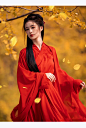 红色汉服女魏晋武侠客风交领古装超仙气飘逸古风舞蹈演出服装秋冬-tmall.com天猫