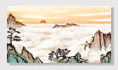 水墨山河插画