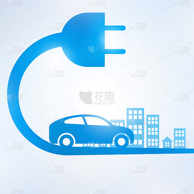 电动汽车和电动充电站标志图标