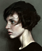 "Short Hair" - Mohamed Gambouz {figurative realism art female head profile woman face portrait digital painting #loveart}