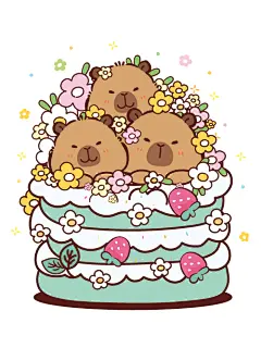 卡皮巴拉115生日蛋糕白-06