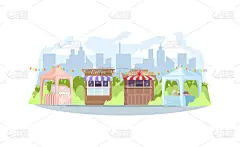 美食节半平面矢量插图