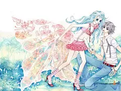手绘恋爱中的情侣插画壁纸桌面壁纸1