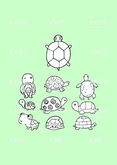 简笔画乌龟  - 源文件下载【酷图网】矢量,漫画,卡通,简笔画,乌龟