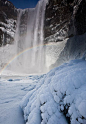 ✯ Skógafoss waterfall in snow, Iceland