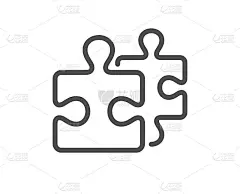 拼图片线图标。拼图游戏挑战标志。向量