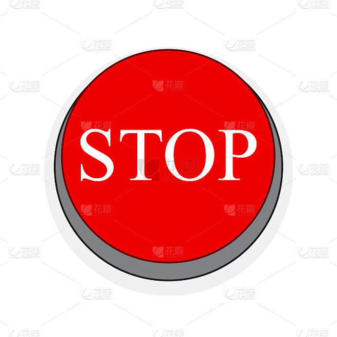Stop button. Vector illustration素材-花瓣网