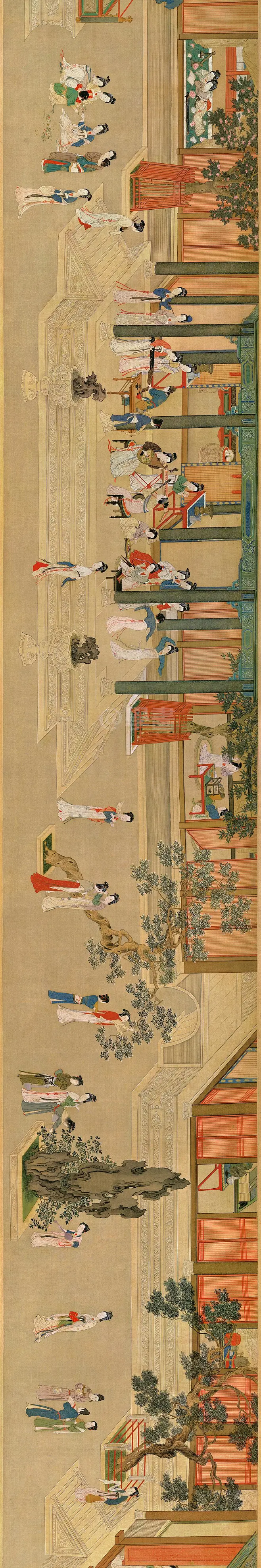明-仇英·中国十大传世名画《汉宫春晓图》（台北故宫博物院藏）-花瓣网
