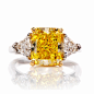 CARTIER 5.33 Natural Fancy Intense Yellow Diamond Platinum Ring image 2