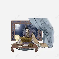 卡通认真看着竹简的男子高清素材 设计图片 页面网页 平面电商 创意素材 png素材