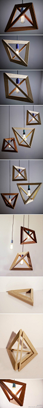 德国设计师 Herr Mandel 设计的这款 Lightframe 吊灯材料选用了橡木与桃花心木。部件固定使用磁铁，免去了螺丝与工具，安装十分简便。@北坤人素材