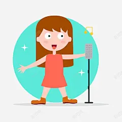 卡通女孩唱歌插画 元素 免抠png 设计图片 免费下载 页面网页 平面电商 创意素材