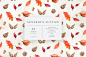 11款秋季主题花卉水果树叶蘑菇图案水彩剪贴画PNG素材 Generous Autumn Patterns :  