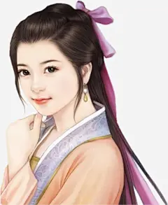 紫色发带简朴古风手绘女子免抠素材 页面网页 平面电商 创意素材 png素材