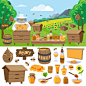 农场养蜂场矢量蜂蜜制作图标说明-杂项概念Apiary Farm Vector Honey Making Icons Illustration - Miscellaneous Conceptual农业、动物,养蜂人,养蜂场,养蜂,背景,蜜蜂,蜂巢,养蜂人,养蜂,蜂蜡,细胞,梳子、农场,蜂巢,蜂蜜,蜂巢,插图,昆虫,人,自然,自然、有机的,花粉,蜂胶,甜,矢量,蜡,工人,黄色 agriculture, animal, apiarist, apiary, apiculture, background, bee,