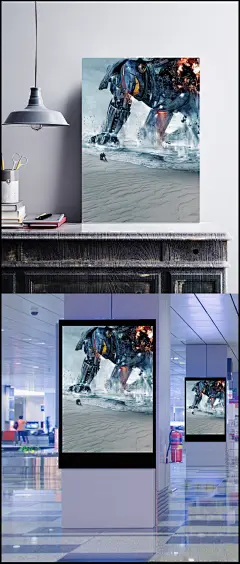 环太平洋电影海报--趴在海边损坏的机器人