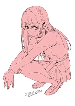 各种姿势的美少女集合，动态线稿Pose收好 插画图片壁纸