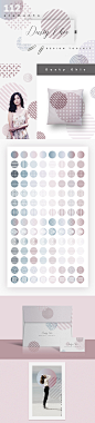 印花服装时尚灰蓝色粉色圆形图案包装装饰图案AI设计素材 (12)