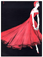 Evening gown by Lanvin-Castillo, illustrated by Renè Gruau, 1955