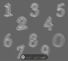 科技感线条框架线框立体结构英文字母数字KV主视觉海报元素AI素材-淘宝网