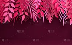 热带纸棕榈，巨叶框架。夏季热带叶。折纸异国情调的夏威夷丛林，夏日背景。剪纸的风格。三维渲染