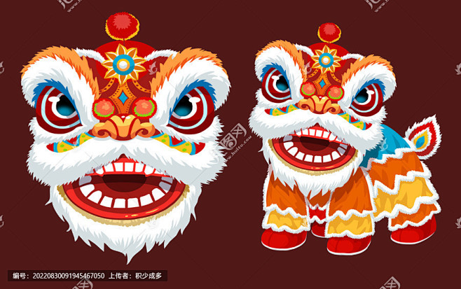 舞狮 醒狮 国潮 国潮插画 国潮狮子 国潮醒狮 中国新年 南狮 广东文化 手绘 插画 春节 春节素材 潮州文化 积少成多