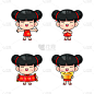 可爱的,中国,女孩,红色,传统服装,传统,肖像,卷,传统节日,女人