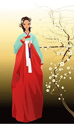 ??·韩服女孩·插画·韩国女孩·服饰·传统服饰 - 淡泊 - 淡泊