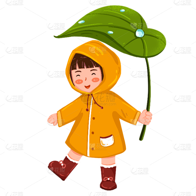 手绘肌理-谷雨创意贴纸-女孩