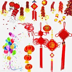 春节小元素高清素材 中国节 气球 灯笼 红色 免抠png 设计图片 免费下载
