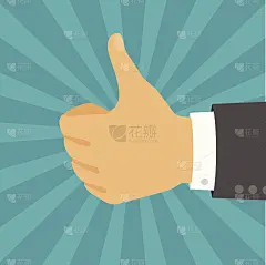 手与拇指为平面设计风格。
