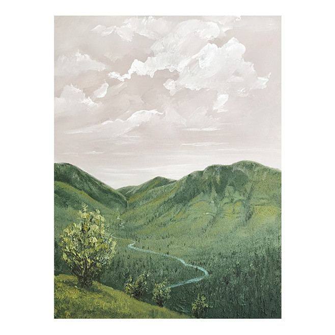 HESD.ART手绘油画《山岭曦照》客厅...