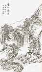 手绘白描山水画高清素材 国画山水 山水画 山水简笔画 手绘山水画 白描 白描山水画 免抠png 设计图片 免费下载