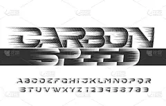 碳速字母字体。风影响现代的字母和数字。
