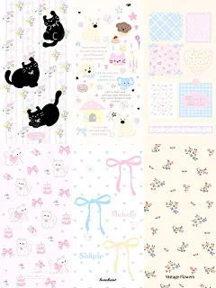 粉色春天碎花小猫西高地卡通ins小清新壁纸 - 小红书