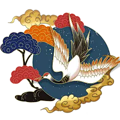 仙鹤祥云中国风春节元素免抠高清_PNG：