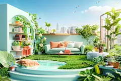 3D家居电商铺面户外场景