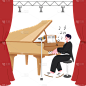 扁平-套系人物场景插画-SVG-钢琴
