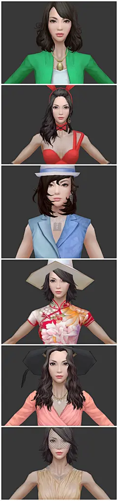 游戏美术素材 卡通手绘现代都市女性角色人物时装变装3D模型 手绘贴图 3dmax源文件 CG原画参考设定