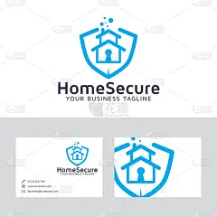 家庭安全矢量标志与名片模板