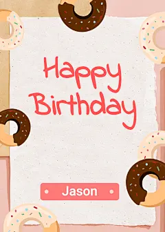 Simple Cute Hand Painted Style Donuts Element Birthday Greeting Card