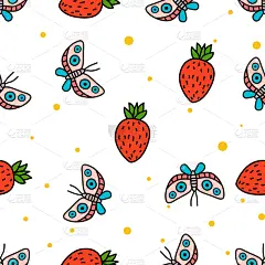 举起手,蝴蝶,四方连续纹样,草莓,可爱的,白色,图像,海洋,壁纸,度假